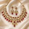 Aarohi ruby-red kundan-style imitation necklace set